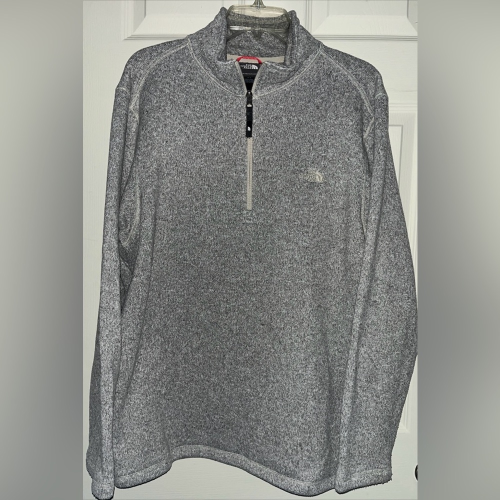 The North Face Men's Large Pullover Fleece sweater Jacket Gray 1/4 Zip